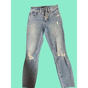 Lucky Brand High Rise Crop Distressed Denim Jeans Button Fly Small